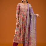 Multi Printed Semi Crepe Readymade Salwar Suit
